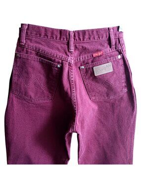 True Vintage Cowgirl Jeans 7/8x34 Wrangler High-Waisted Burgundy USA 1980's